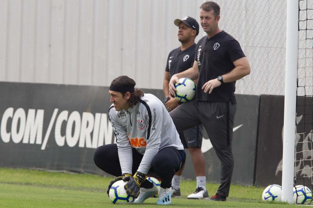 Cássio no último treino antes do jogo contra o Bahia, pelo returno do Brasileiro