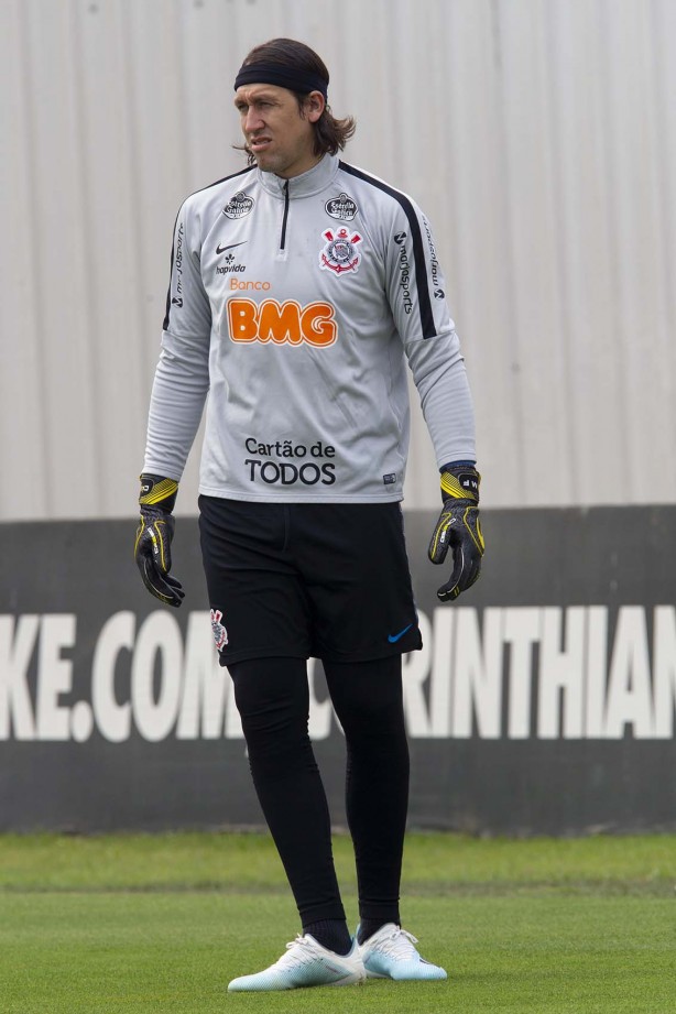Goleiro Cássio no último treino antes do jogo contra o Bahia, pelo returno do Brasileirão