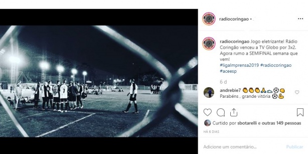Comentário do técnico André Bié em post da Rádio Coringão