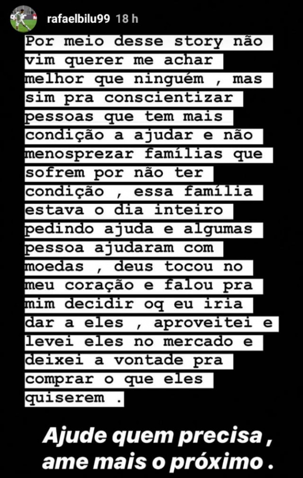 Jovem resolveu ajudar família carente