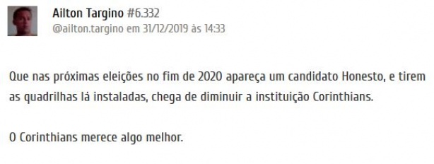 Torcida fez pedidos para 2020