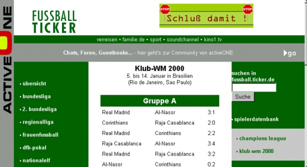 Site Fussball Ticker, da Alemanha