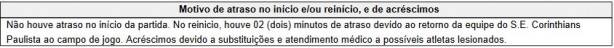 Corinthians foi chamado de Sociedade Esportiva por árbitro da partida