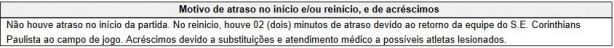 Corinthians foi chamado de Sociedade Esportiva por rbitro da partida