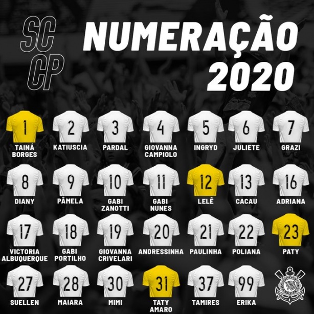 Clube divulgou nmero das jogadoras para 2020
