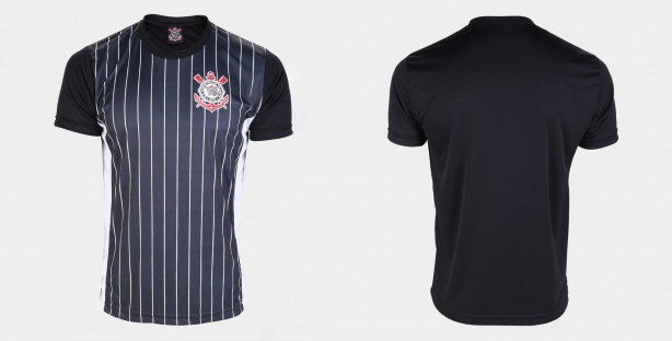 Modelo preto e branco da Camisa Clássica Recortes