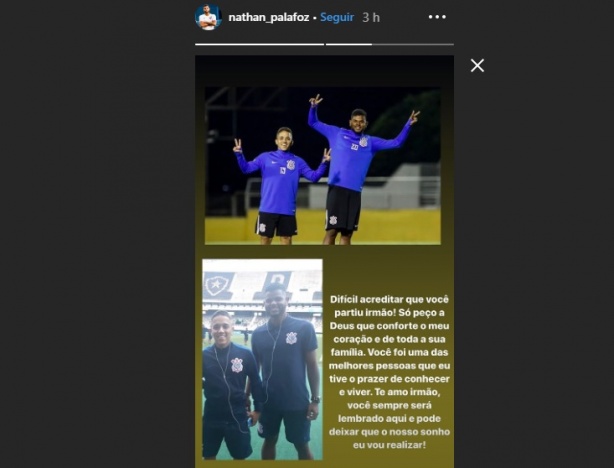 Nathan, que chegou com Ramonzinho ao Corinthians, tambm prestou sua homenagem