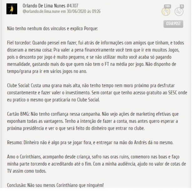 Opini&atilde;o da torcida