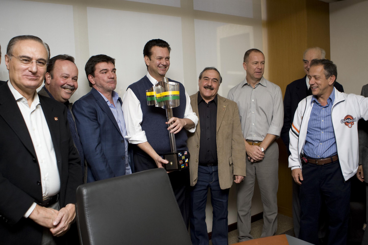 O presidente do Corinthians Andres Sanchez recebeu o prefeito de São Paulo Gilberto Kassab hoje pela manhã no Parque São Jorge