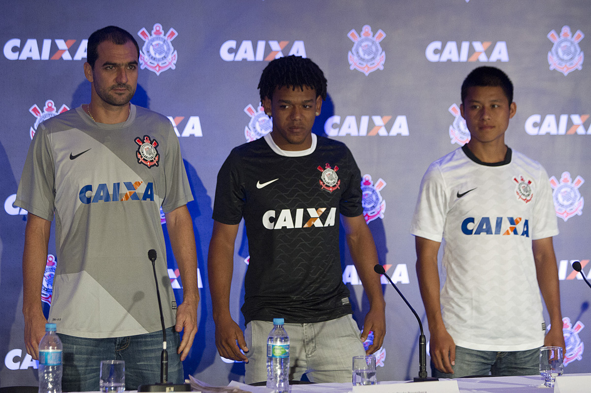 Durante evento no Museu do Futebol, no Pacaembu, o Corinthians anunciou seu novo patrocinador master, a Caixa Economica Federal; São Paulo / SP - Brasil - 20/11/2012