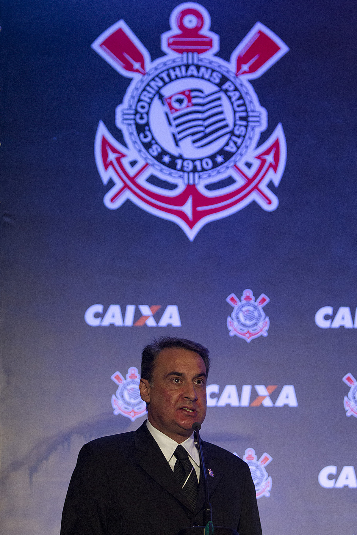 Durante evento no Museu do Futebol, no Pacaembu, o Corinthians anunciou seu novo patrocinador master, a Caixa Economica Federal; São Paulo / SP - Brasil - 20/11/2012