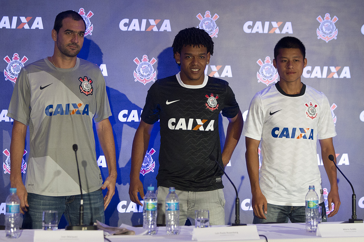 Durante evento no Museu do Futebol, no Pacaembu, o Corinthians anunciou seu novo patrocinador master, a Caixa Economica Federal; São Paulo / SP - Brasil - 20/11/2012