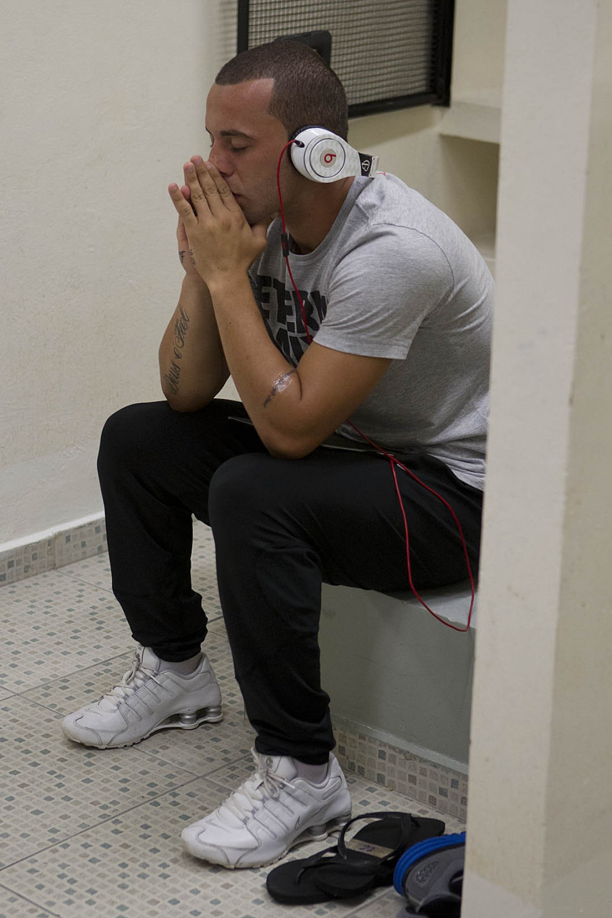 Nos vestirios antes da partida entre Corinthians x Penapolense realizada esta noite no estdio do Pacaembu, jogo vlido pela 15 rodada do Campeonato Paulista de 2013