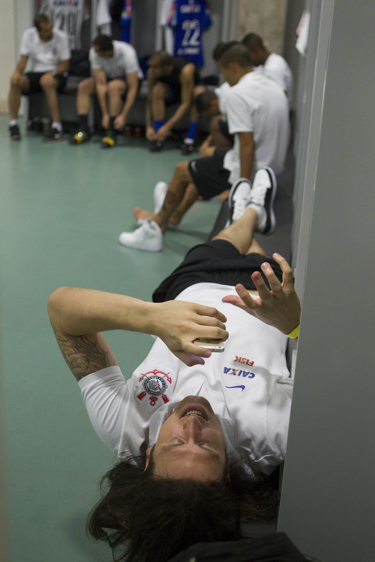 Nos vestiários antes da partida entre Corinthians x Vitoria/BA, realizada esta noite na Arena Pantanal, válida pela 30ª rodada do Campeonato Brasileiro de 2014