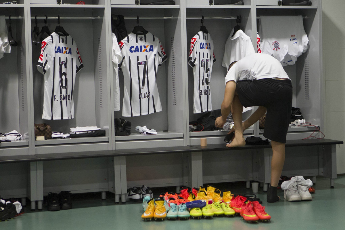 Nos vestirios antes da partida entre Corinthians x Vitoria/BA, realizada esta noite na Arena Pantanal, vlida pela 30 rodada do Campeonato Brasileiro de 2014