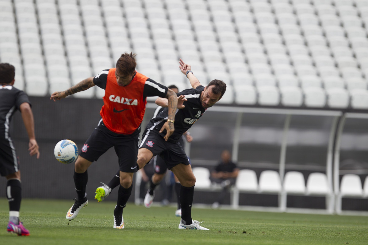 Durante o treino desta tarde na Arena Corinthians, zona leste da cidade. O próximo jogo da equipe será contra o Corinthian Casuals, da Inglaterra, sábado, dia 24/01, na Arena Corinthians, em homenagem ao co-irmão