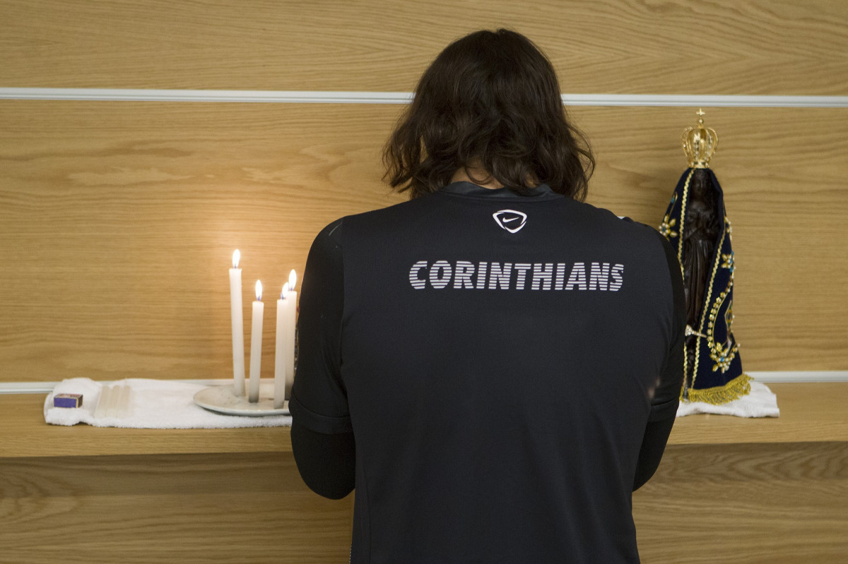 Nos vestiários antes do jogo realizado esta noite na Arena Corinthians entre Corinthians/Brasil x Once Caldas/Colômbia, jogo de ida válido pela Pré Libertadores 2015