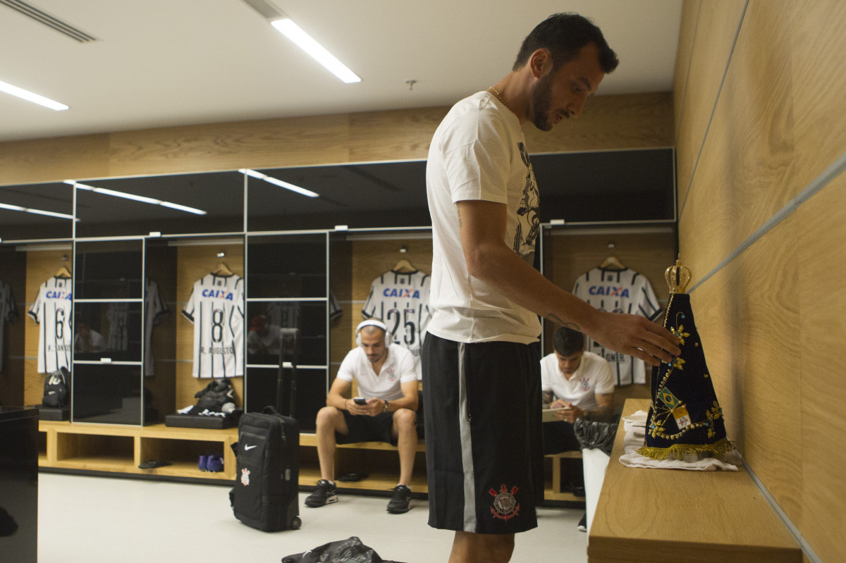 Nos vestiários antes do jogo realizado esta noite na Arena Corinthians entre Corinthians/Brasil x Once Caldas/Colômbia, jogo de ida válido pela Pré Libertadores 2015