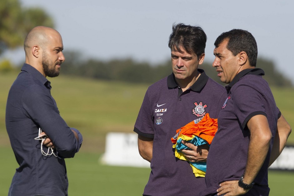 Alessandro, Fbio Carille e Leandro Silva no treino da tarde pela Florida Cup 2017