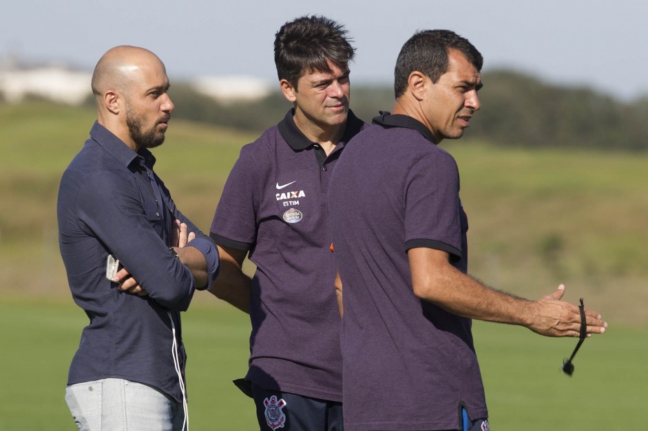 Alessandro, Fábio Carille e Leandro Silva no treino da tarde durante a Florida Cup 2017