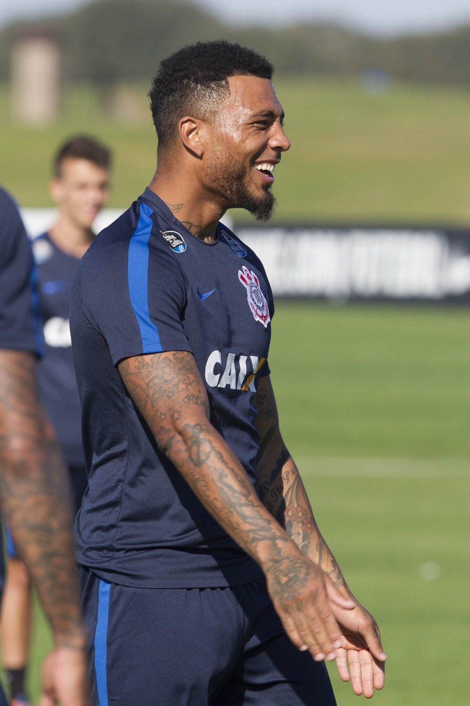 Kazim sorrindo durante o treino da tarde da Flórida Cup