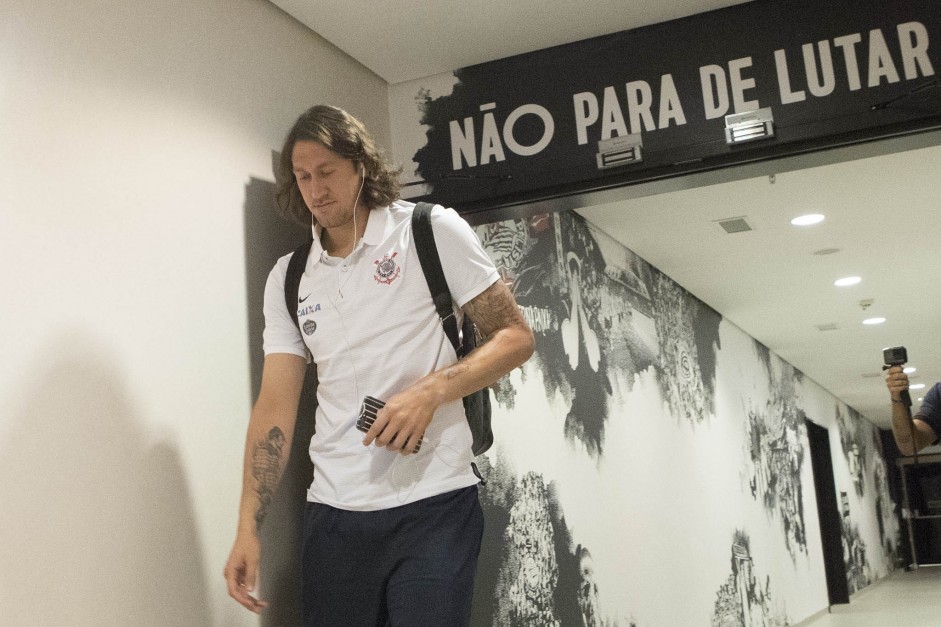 Cssio no vestirio da Arena Corinthians