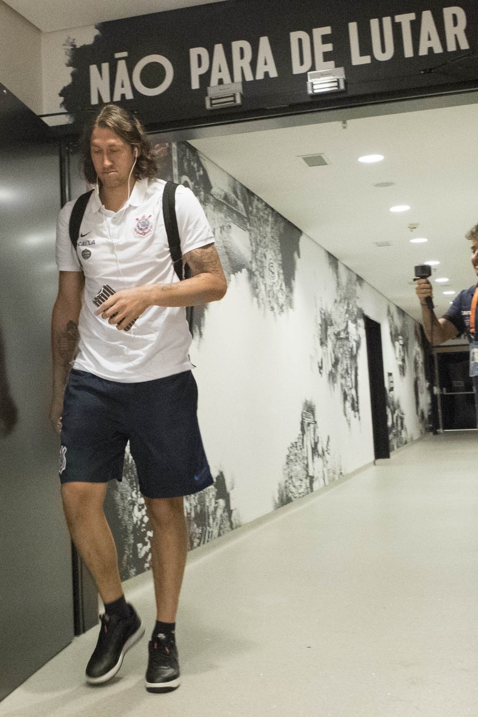 Cssio no vestirio da Arena Corinthians