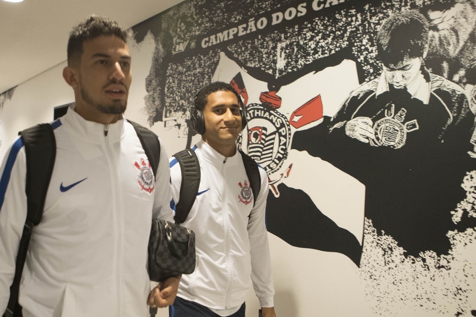 Pedro Henrique e Pablo chegando à Arena para enfrentar o Internacional, pela Copa do Brasil