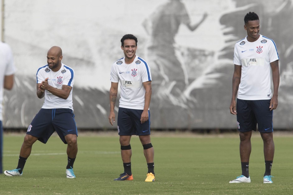 Os jogadores mostraram descontrao no treinamento