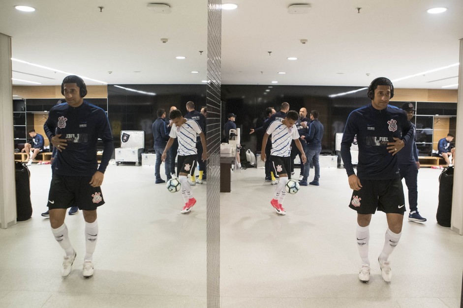 Pablo no vestiário da Arena antes do jogo contra o Botafogo