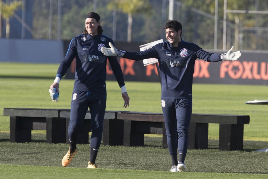 Cássio e Matheus Vidotto durante treino desta tarde