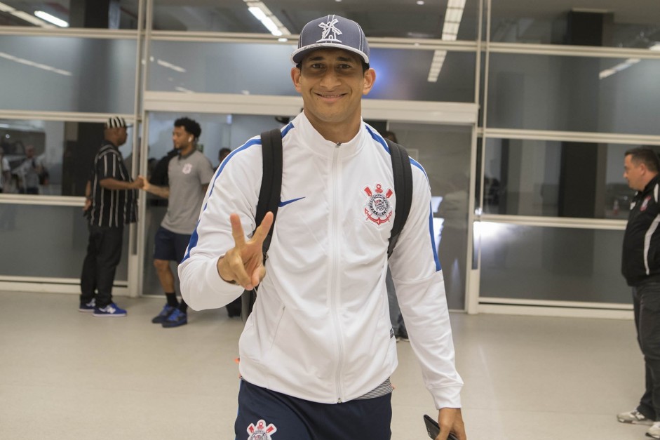 Pablo chega  Arena Corinthians para enfrentar o Palmeiras, pelo Campeonato Brasileiro