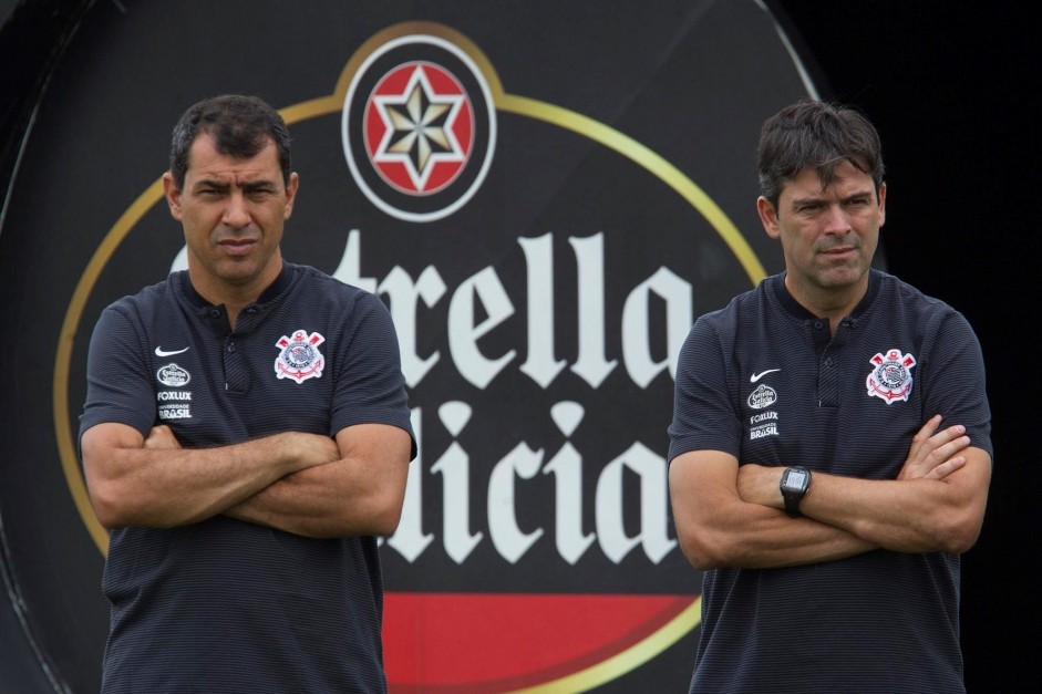 Carille e Leonardo Cuca durante o jogo-treino entre Atltico-PR e Corinthians no CT