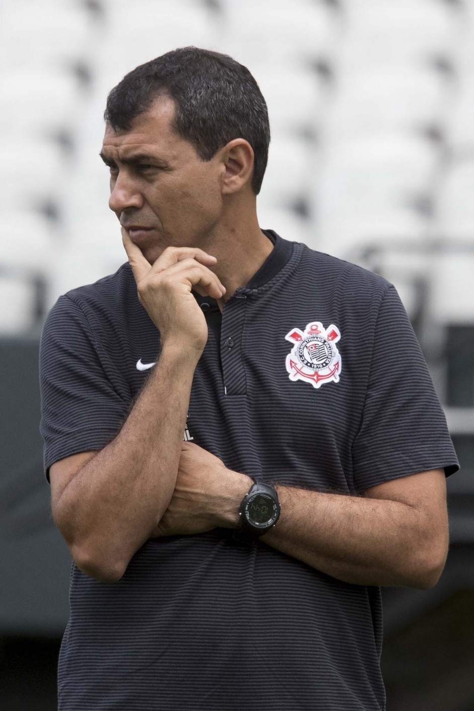 Fbio Carille comandou o treino aberto na Arena Corinthians para enfrentar o Palmeiras no drbi