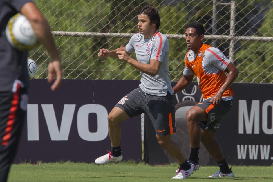 Romero e Lo Prncipe no ltimo treino antes do duelo contra o Palmeiras, pela final do Paulisto