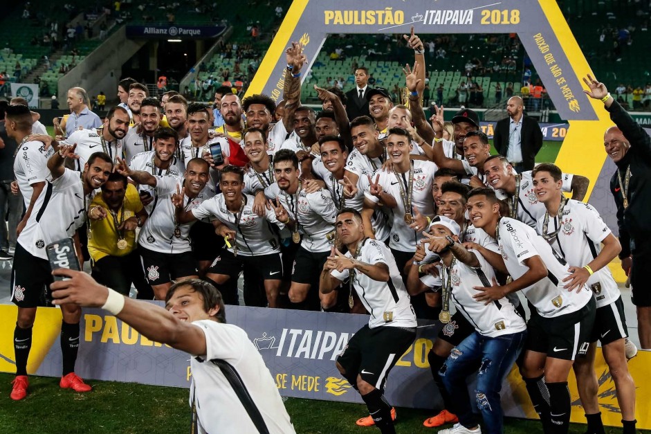 Último título conquistado pelo Corinthians foi o Campeonato Paulista de 2018, diante do Palmeiras Último título conquistado pelo Corinthians foi o Campeonato Paulista de 2018, diante do Palmeiras