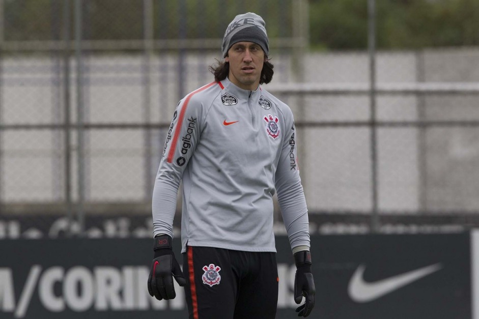 Goleiro Cássio no último treino antes do jogo contra a Chapecoense, pela Copa do Brasil