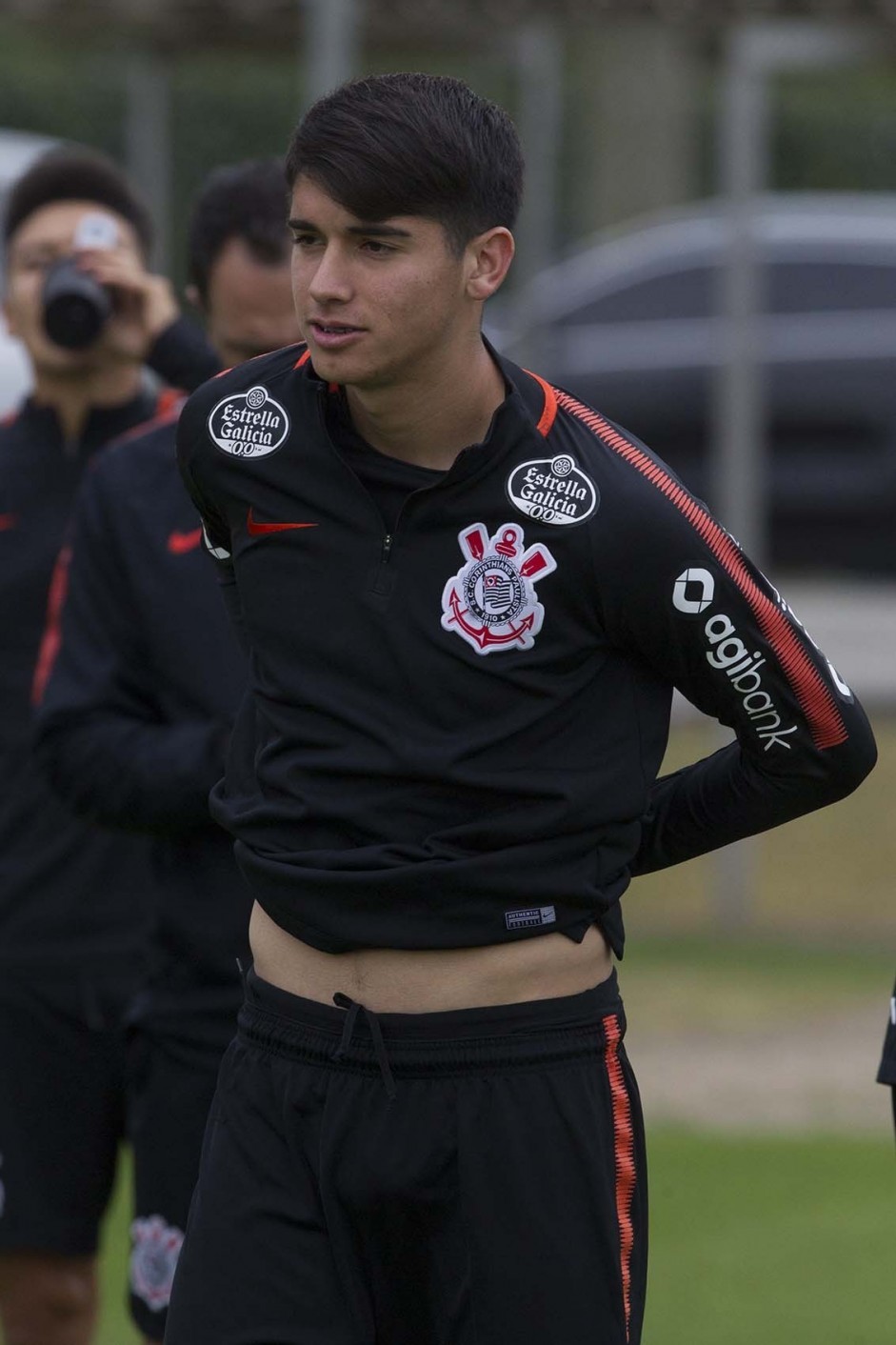 O novato Ángelo Araos no treino de hoje no CT Joaquim Grava
