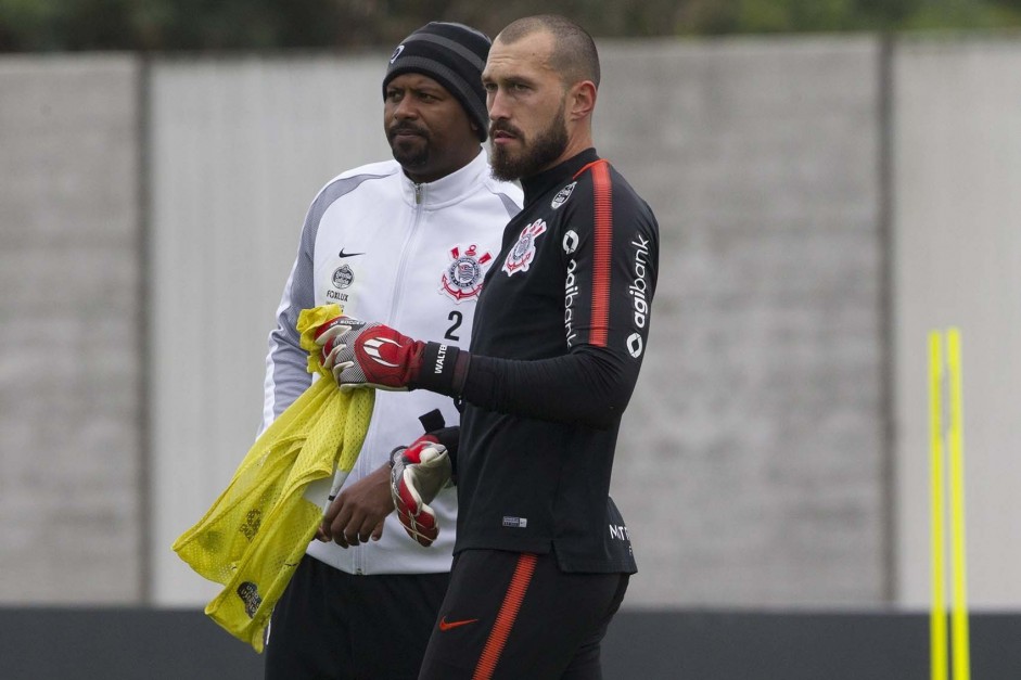 Walter e Fabinho no treino de hoje no CT