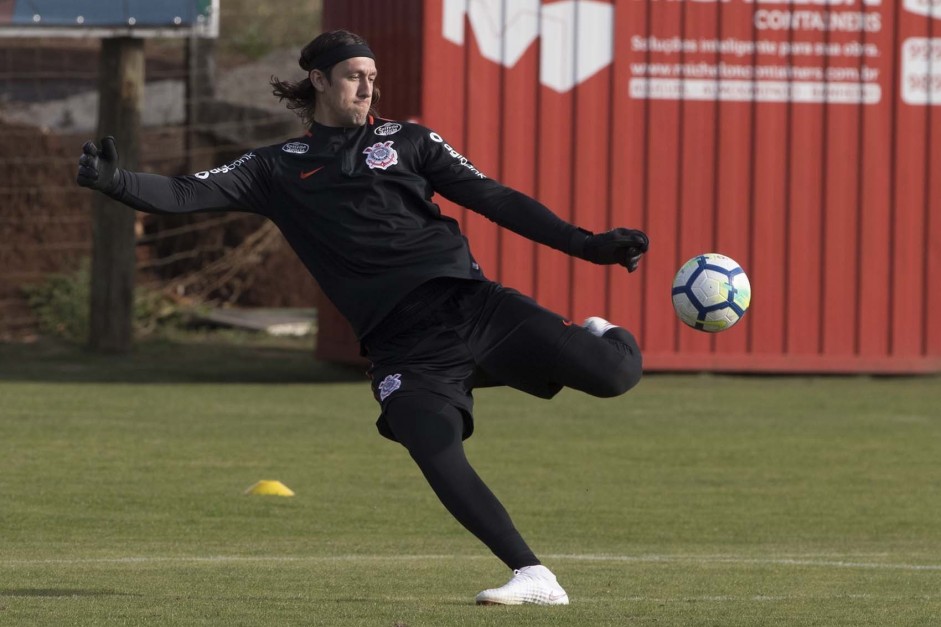 Goleiro Cássio no treino derradeiro antes do jogo contra a Chapecoense, pela Copa do Brasil