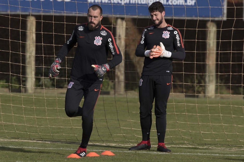 Walter e Caque durante ltimo treino antes do jogo contra a Chapecoense, pela Copa do Brasil