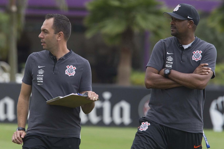 Ivan Grava e Coelho no treinamento desta quinta-feira no CT do Parque Ecolgico