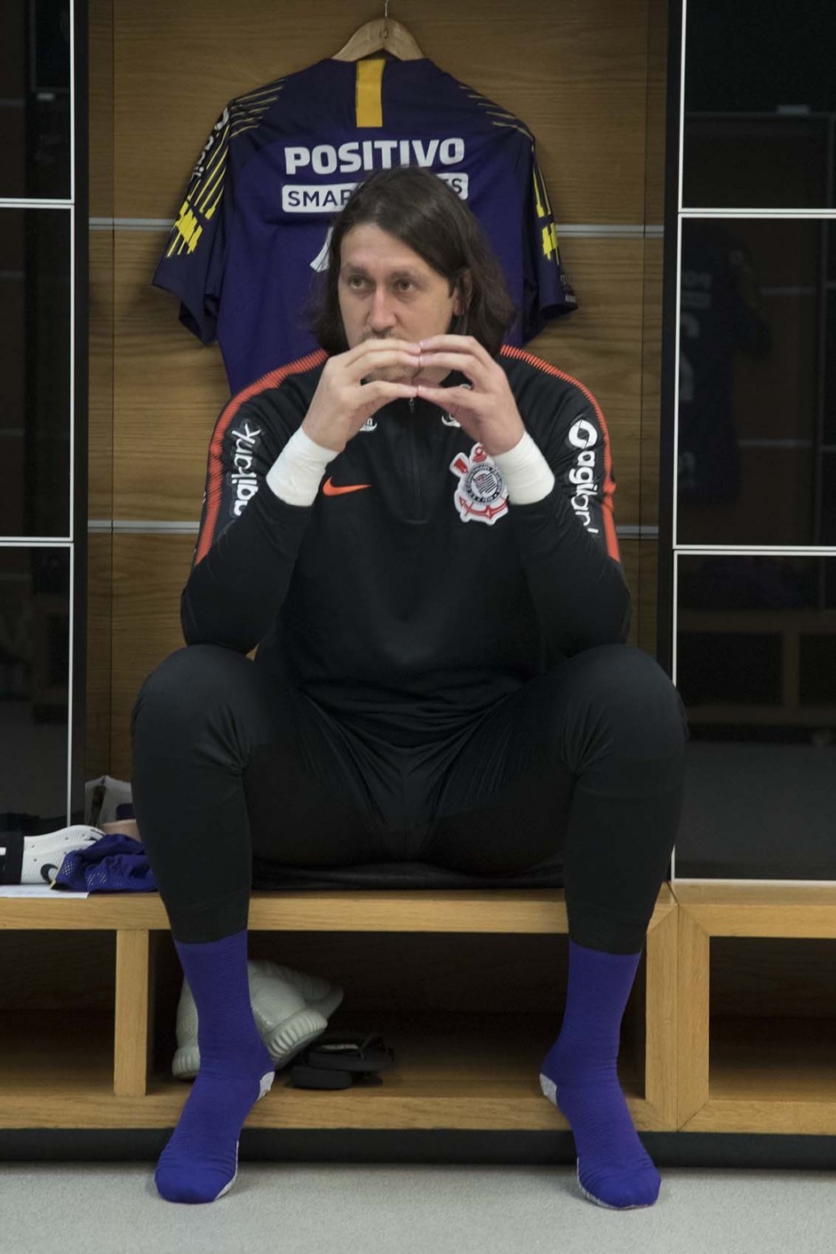 Cássio no vestiário da Arena Corinthians antes do jogo contra a Chapecoense