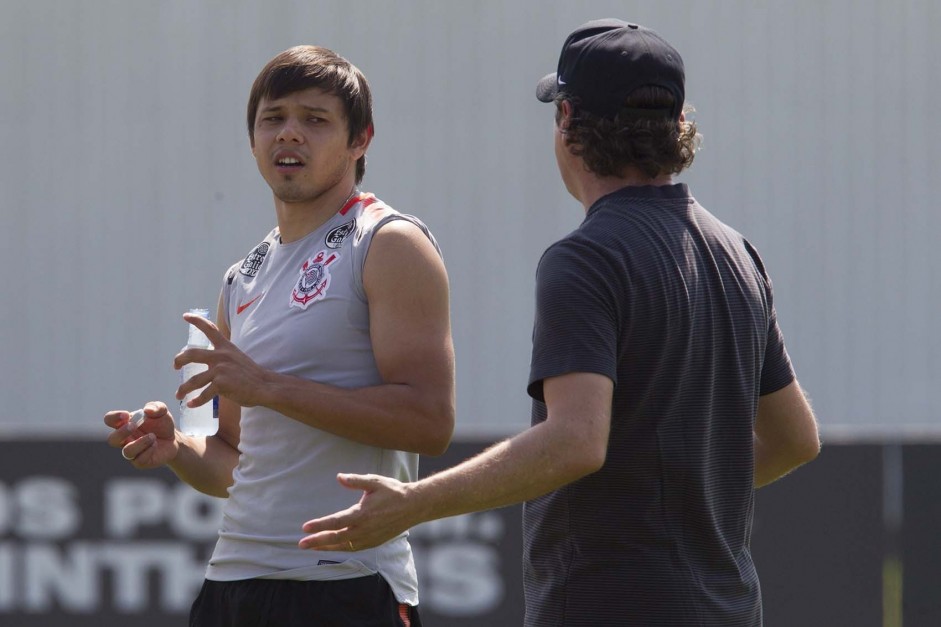 Romero e Anselmo Sbragia no treino de hoje no CT Joaquim Grava