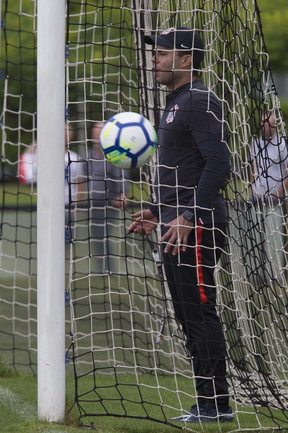 Jair Ventura no treino de hoje no CT; Timão enfrenta o Grêmio, no domingo