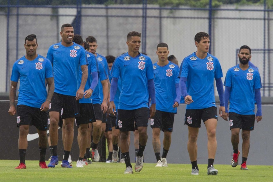 Jogadores do Corinthians durante o terceiro treino desta pr-temporada 2019
