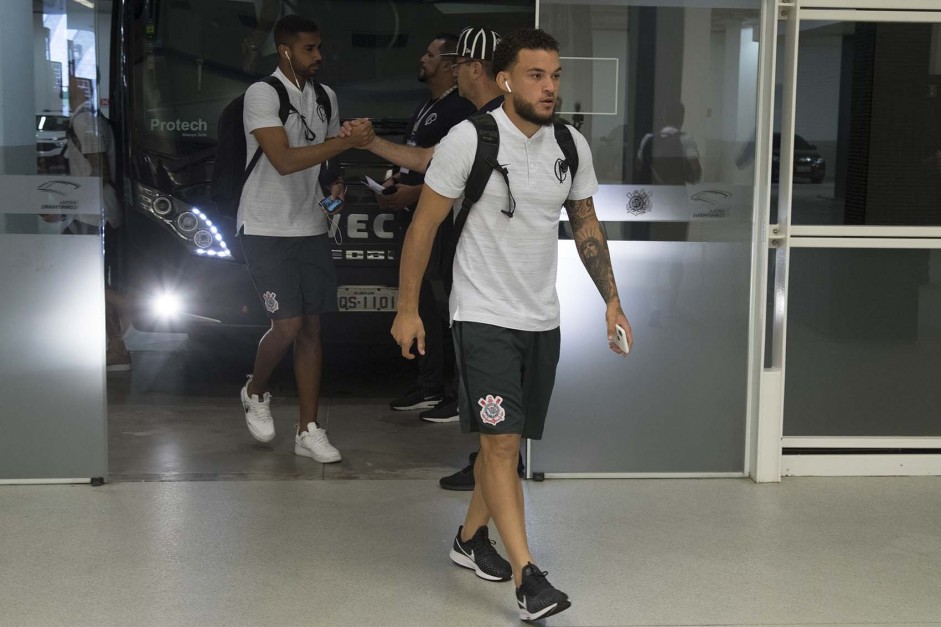 Andr Lus chega  Arena Corinthians para jogo contra o So Caetano, pelo Campeonato Paulista