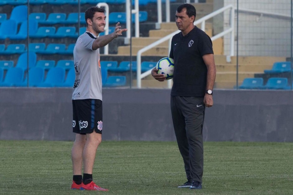 Boselli e Carille, em Fortaleza, no ltimo treino do Corinthians antes do jogo contra o Cear