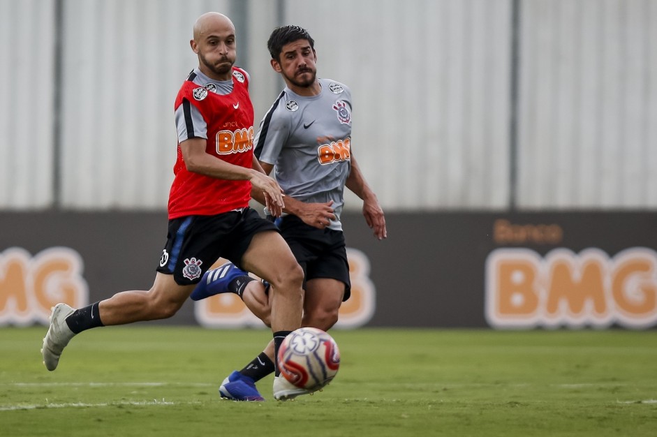 Rgis e Bruno Mndez treinando no CT Joaquim Grava