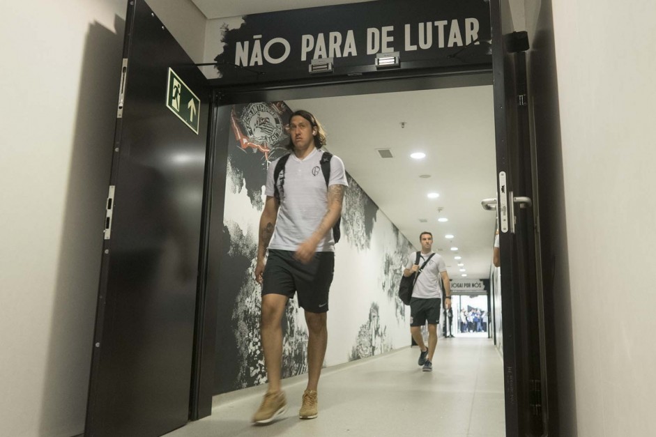 Cássio chegando na Arena Corinthians